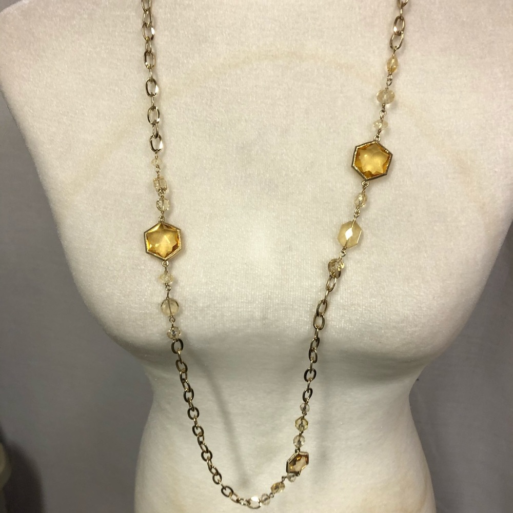 Faux Fashion Long yellow and gold necklace